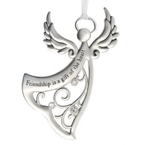 GANZ “Friendship is a gift of the heart” Silver Angel By Your Side Ornament